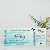 Modern script strandvliegtuig boarding pass bruilo kaart (Staand voorkant)