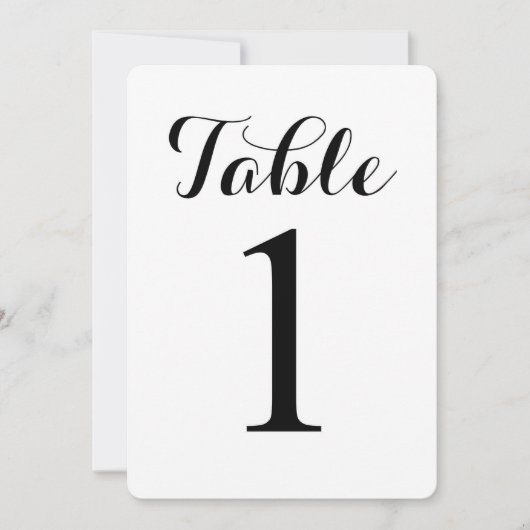Modern Script Tafel 1 | Tafel Nummers Kaart (Voorkant)
