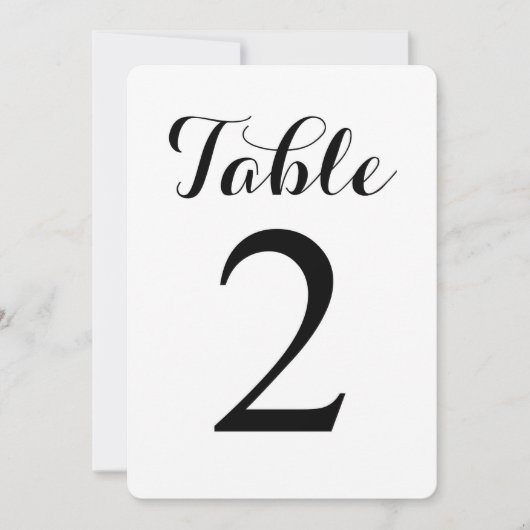 Modern Script Tafel 2 | Tafel Nummerskaart Kaart (Voorkant)
