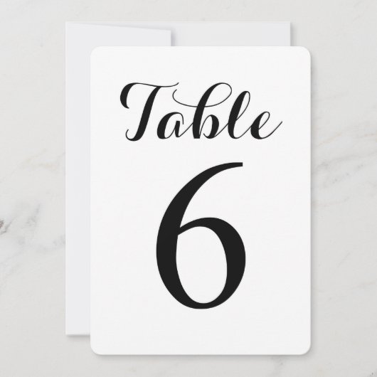 Modern Script Tafel 6 | Tafel Nummers Kaart (Voorkant)