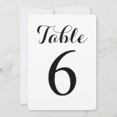 Modern Script Tafel 6 | Tafelnummerkaart Kaart (Achterkant)