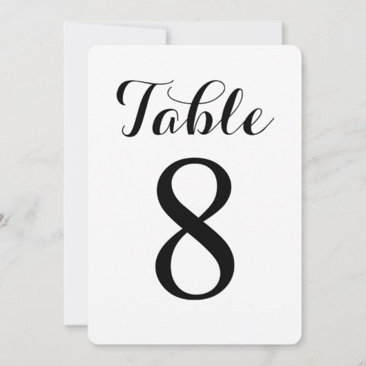 Modern Script Tafel 8 | Tafelnummerkaart Kaart (Achterkant)