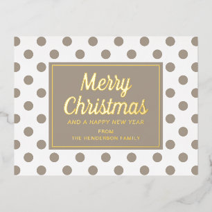 Modern script Taupe Merry Christmas Gold Folie Feestdagen Briefkaart