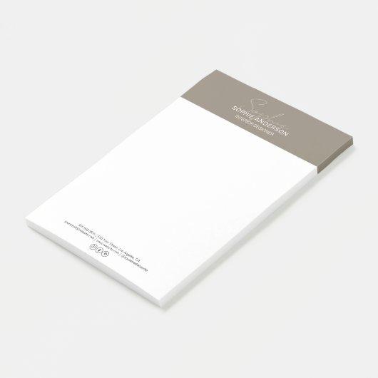 Modern Script Taupe Zakelijk Post-it® Notes (Schuin)