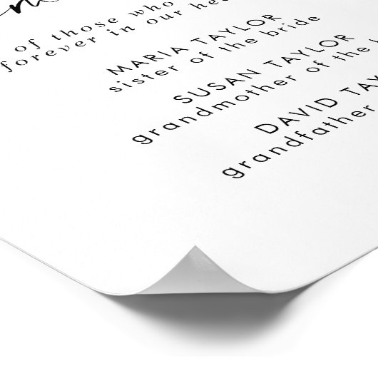 Modern script ter nagedachtenis aan bruiloft herde poster (Hoek)