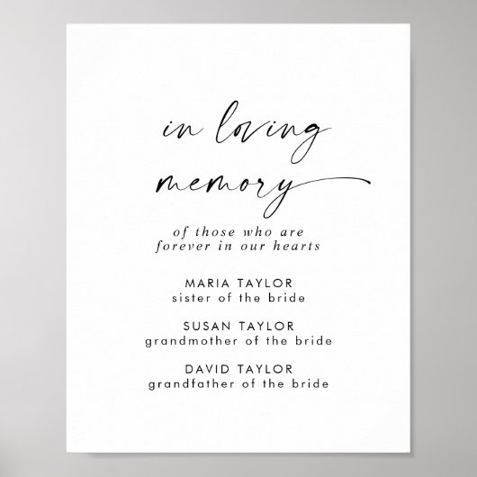 Modern Script Ter Nagedachtenis Trouwherdenking Poster (Voorkant)
