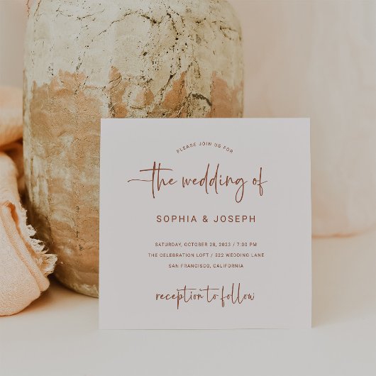 Modern script | Terracotta en Cream Wedding Kaart