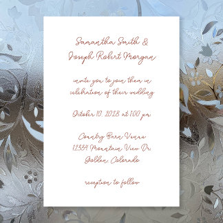 Modern Script Terracotta en Witte Bruiloft Kaart
