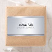 Modern Script Text Silver Glamor Shipping Address Etiket (Insitu)