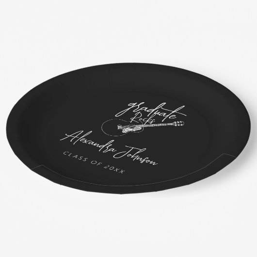 Modern Script Trendy Guitar Graduation Party Papieren Bordje (Gekanteld)