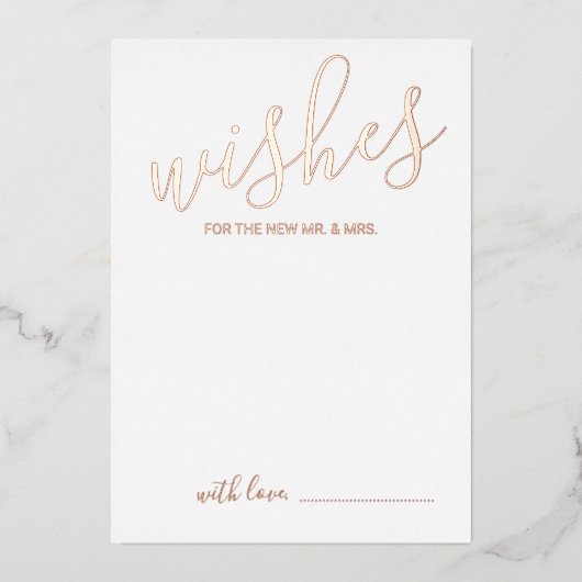 Modern Script Trouwadvies en wensen Roos Gold Folie Uitnodiging (Voorkant)