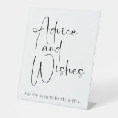 Modern Script Trouwdouche Advies en wensen Reclamebord Met Voetstuk (Voorkant)
