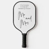 Modern Script Trouwdouche Mr. en Mrs. Pickleball Paddle (Achterkant)