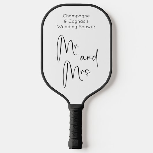 Modern Script Trouwdouche Mr. en Mrs. Pickleball Paddle (Achterkant)
