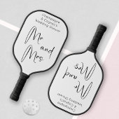 Modern Script Trouwdouche Mr. en Mrs. Pickleball Paddle
