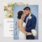 Modern Script Trouwfoto Save The Date (Voorkant / Achterkant)