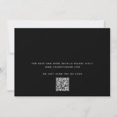 Modern Script Trouwkaart + QR Code | Zwart Minimal Kaart (Achterkant)