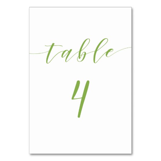 Modern script trouwtafel nummer kaart 4 (Voorkant)