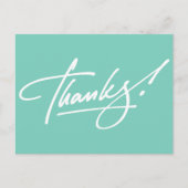 Modern script turquoise bedankkaart briefkaart (Voorkant)