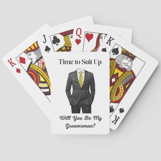 Modern script Tuxedo Groomsman voorstel Pokerkaarten (Achterkant)