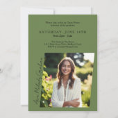 Modern script twee foto groene afstuderen kaart (Achterkant)