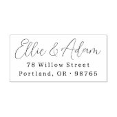 Modern script twee namen koppels terug adres 	rubberstempel (Afrduk)