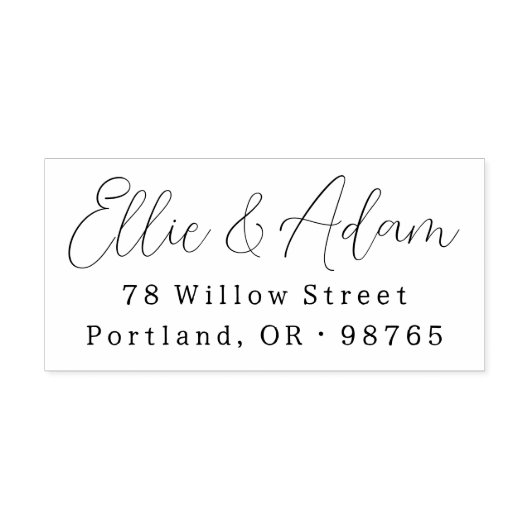 Modern script twee namen koppels terug adres 	rubberstempel (Afrduk)