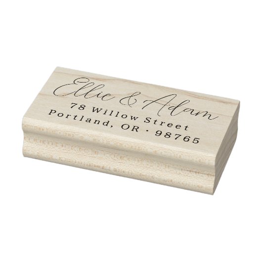 Modern script twee namen koppels terug adres rubberstempel (Stempel)