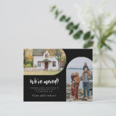 Modern Script Two Arch Photo We hebben Black verpl Aankondigingskaart (Staand voorkant)