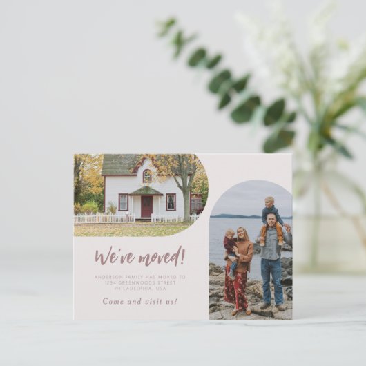 Modern Script Two Arch Photo We hebben Pastel verp Aankondigingskaart (Staand voorkant)