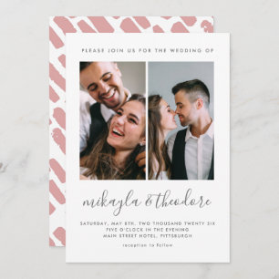 Modern Script Two Photo Wedding Invitation Kaart