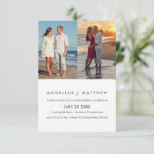 Modern Script Two Photo Wedding Invitation Kaart (Staand voorkant)