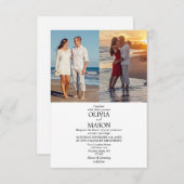 Modern Script Two Photo Wedding Invitation Kaart (Voorkant / Achterkant)