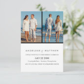 Modern Script Two Photo Wedding Invitation Kaart (Staand voorkant)