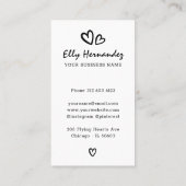 Modern Script Typewriter Harten Zwart Verticaal Visitekaartje (Achterkant)