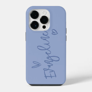 Modern script typografie blauw meisjeshart elegant iPhone 14 plus hoesje