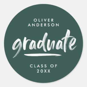 Modern script typografie groen afstuderen ronde sticker