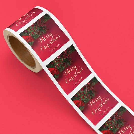 Modern Script Typografie Red Merry Christmas Vierkante Sticker