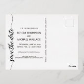 Modern Script Typography Blue Gold Wedding Folie Uitnodiging Briefkaart (Achterkant)