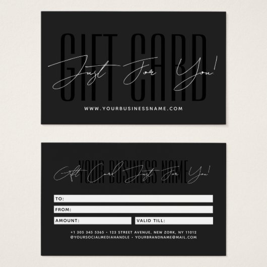 Modern script typography business gift card (Devant & derrière)