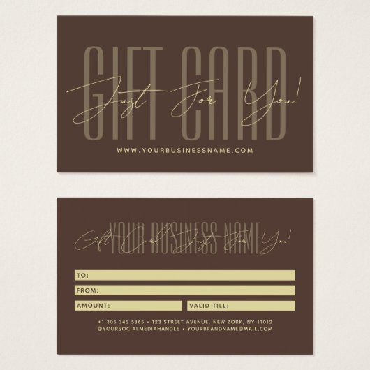 Modern script typography business gift card  (Devant & derrière)