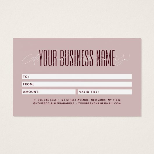 Modern script typography business gift card (Dos)