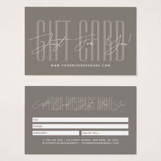 Modern script typography business gift card  (Devant & derrière)