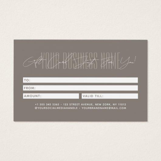 Modern script typography business gift card (Dos)
