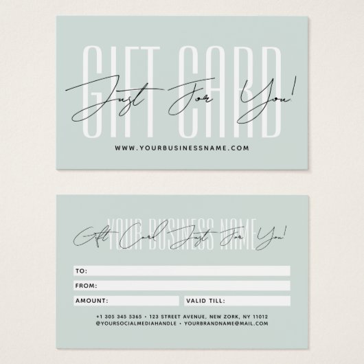 Modern script typography business gift card (Devant & derrière)