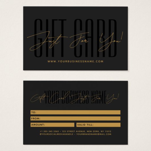 Modern script typography business gift card (Devant & derrière)