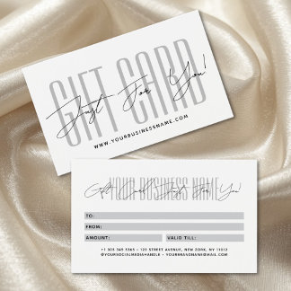 Modern script typography business gift card