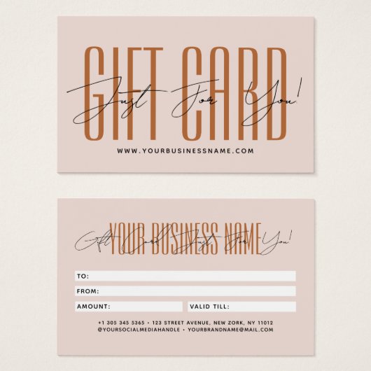Modern script typography business gift card  (Devant & derrière)