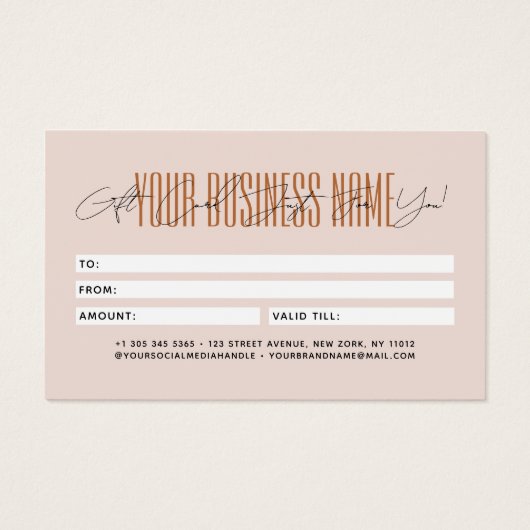 Modern script typography business gift card  (Dos)