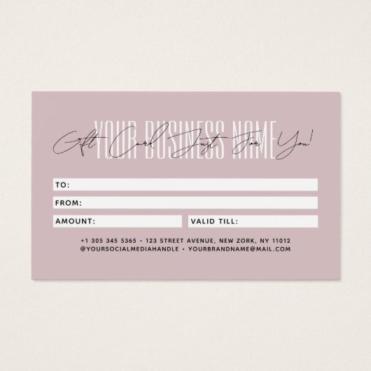 Modern script typography business gift card  (Dos)